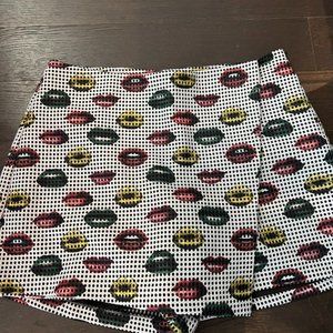 Pink Tartan Multi-colour Lips Skort (size 14)